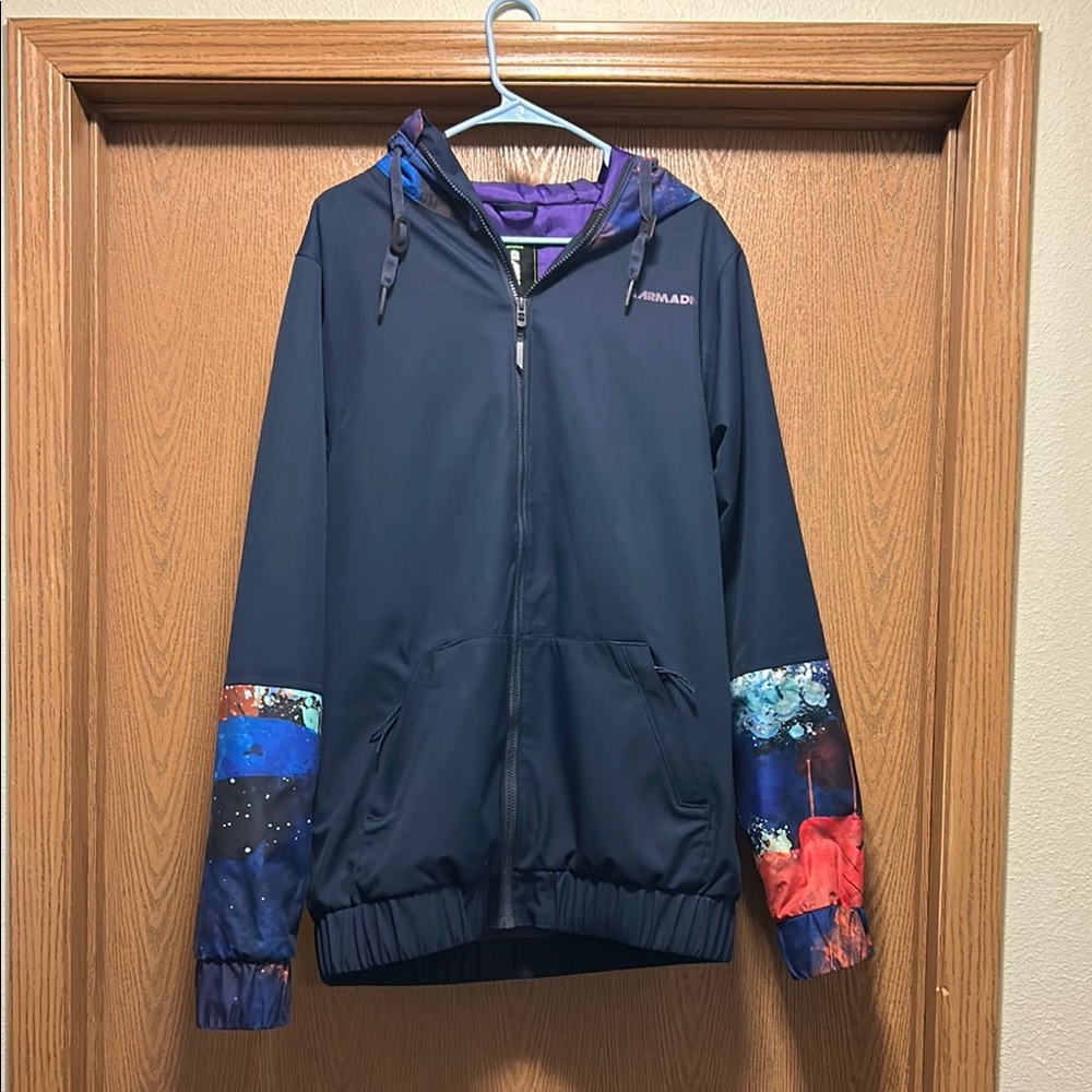 Men's Ski & Snowboard Jacket - Blue with Multicolor Accents Size Small